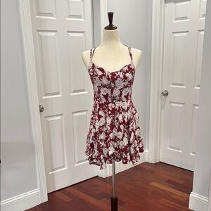 Floral Red and White Mini Dress